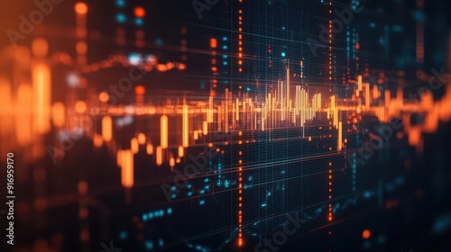 Wallpaper Mural Photo-realistic 3D financial graph with dynamic lighting and sharp details, symbolizing successful market growth Torontodigital.ca