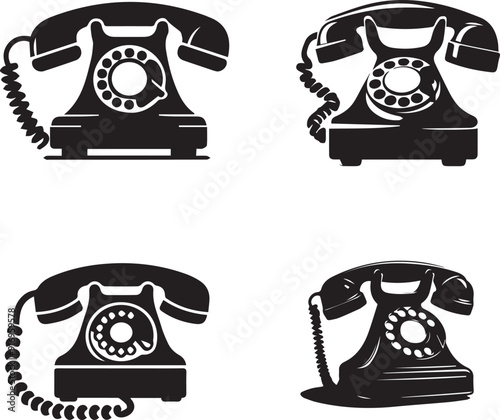 silhouette of clean vector Telephone set isolated on white background