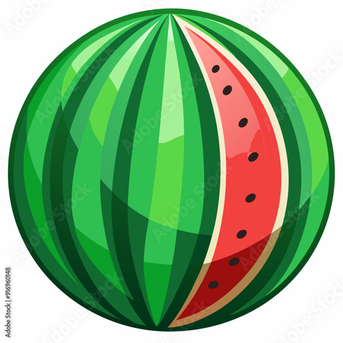 A Whole Watermelon With a Slice Cut Out