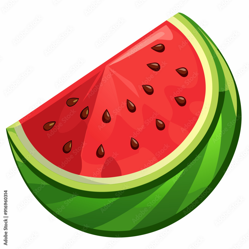 A Slice of Watermelon with Seeds and Green Rind A Slice of Watermelon with Seeds and Green Rind