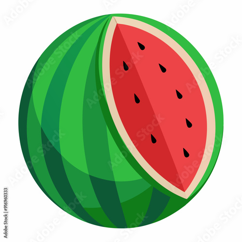 A Watermelon Sliced Open with Visible Seeds