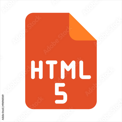 Vector illustration of a HTML5 format icon on a white background.	