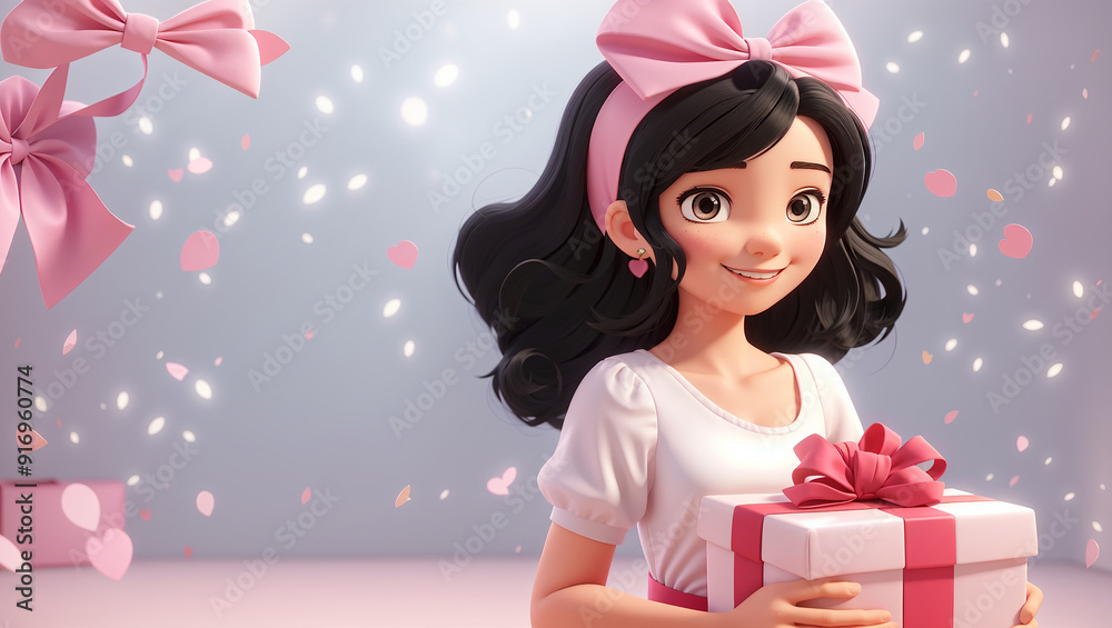 cartoon girl with a black hairs cartoon girl with a black hairs