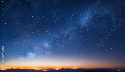 night starry sky at sunrise blue galaxy horizontal banner