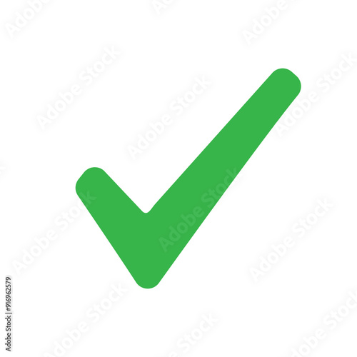 Green check mark on a white background