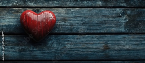 Bright red heart on a dark ...
