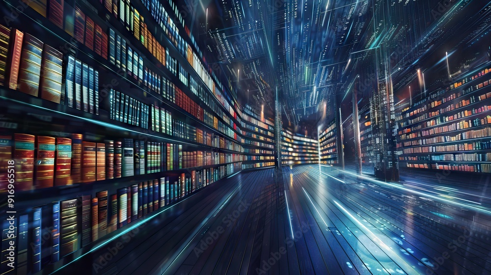 Interplay of three dimensional technology grids and lights on the subject of virtual reality and modern technologies. AI generated illustration Interplay of three dimensional technology grids and lights on the subject of virtual reality and modern technologies. AI generated illustration