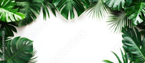 Tropical tree leaves on a w...