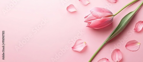 Pink tulip with petals set ...