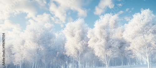 Winter trees covered in whi...