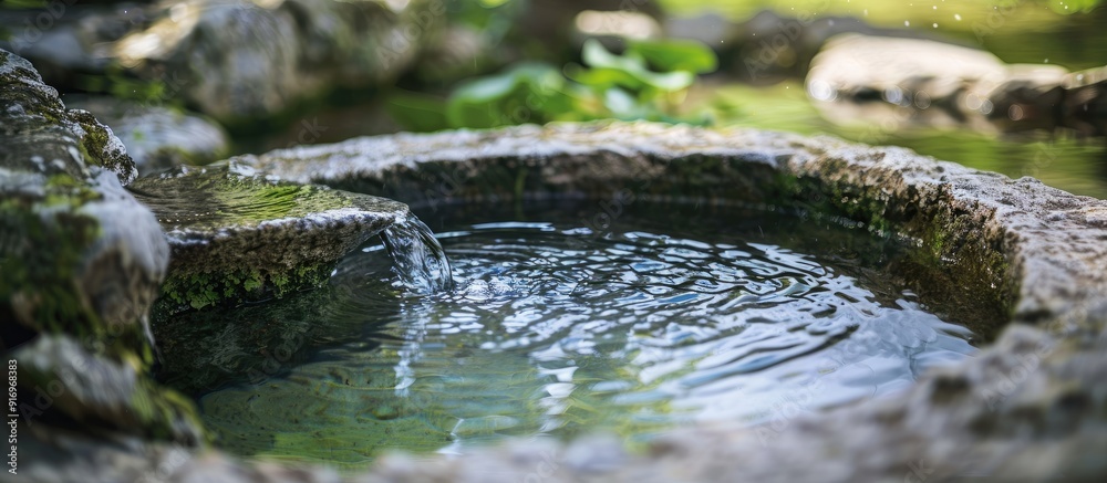 Water well with spring water at an old spa retreat. with copy space ...
