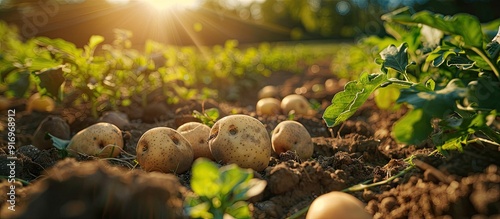 potatoes in a field shallow...