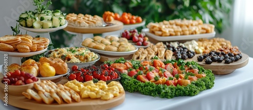 Buffet table featuring cold...