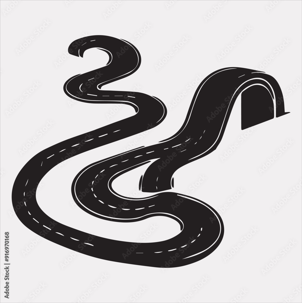 Fototapeta premium Road vector silhouette on a white background