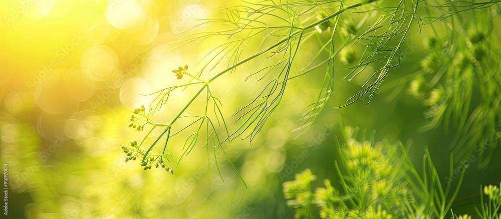 Fennel plant Foeniculum vulgare flourishing in the garden setting with copy space image Fennel plant Foeniculum vulgare flourishing in the garden setting with copy space image