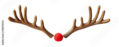 Festive reindeer antlers with a red nose, perfect for holiday decorations and seasonal greetings during Christmas celebrations.