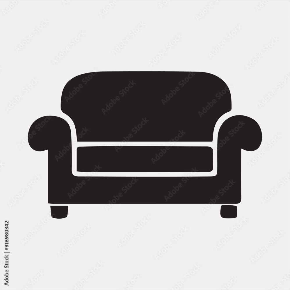 Sofa icon vector silhouette on a white background Sofa icon vector silhouette on a white background