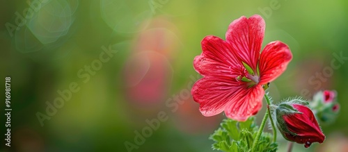 An intense closeup showcasing a Bloody crane s bill Geranium sanguineum flower with ample copy space image photo