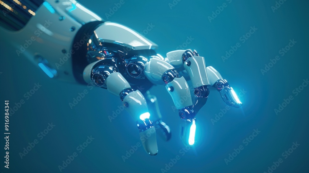 Robotic Hand with Glowing Fingers Robotic Hand with Glowing Fingers