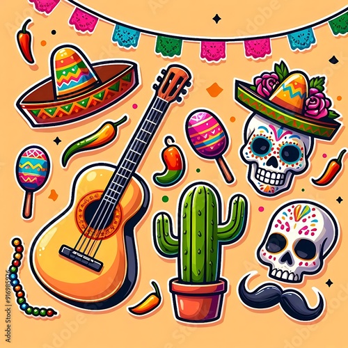 Cinco de Mayo design elements set. Vector illustration. 