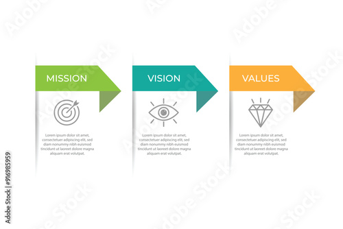 Mission,vision,values,graphic design template.eps 10 on white backgruond