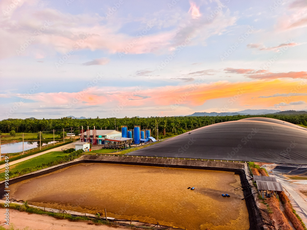 Bio gas station industrial. Industrial gas production plant with gas ...