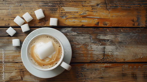 Latte with sugar background illustration