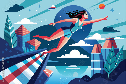 Exploring metaverse world flat illustration