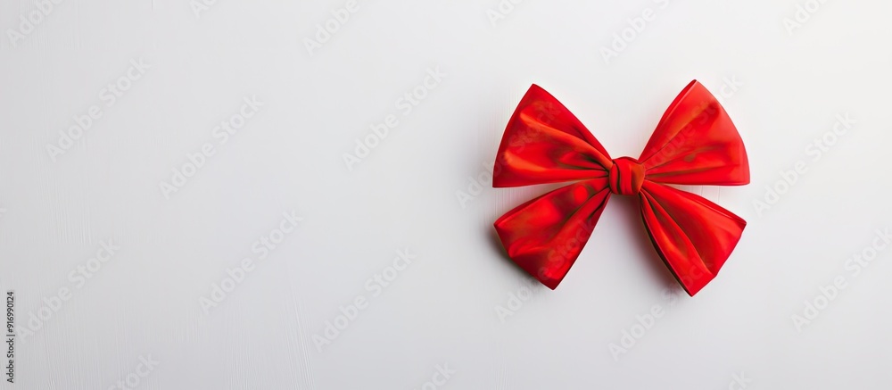A red bow sitting alone on a white background provides a beautiful copy space image A red bow sitting alone on a white background provides a beautiful copy space image