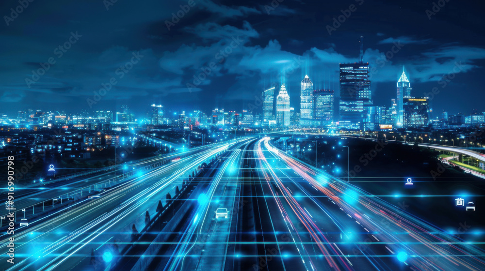 Fototapeta premium Smart highways with embedded technology