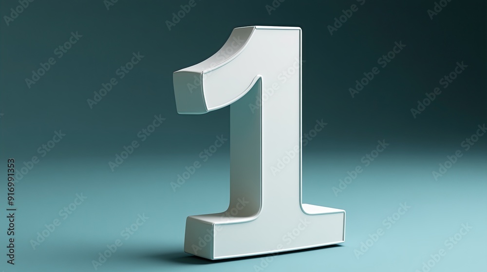 White 3D number one against a teal background.