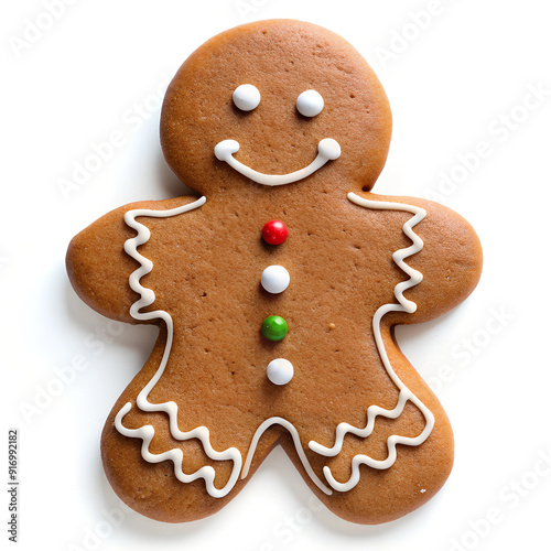 Honey gingerbread in the form of a gingerbread man on a white background