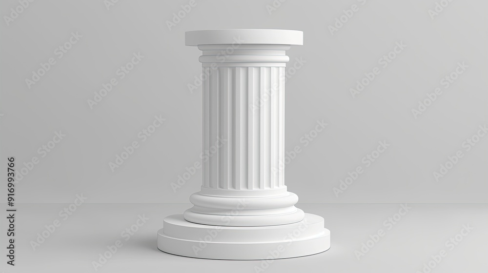 White isolated pedestal column on white background. White isolated pedestal column on white background.