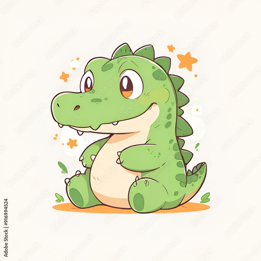 Naklejka premium Cute Green Alligator Illustration