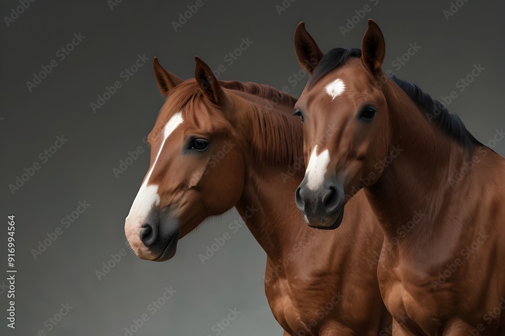 brown horse collection (portrait, standing), animal bundle isolated on a white background brown horse collection (portrait, standing), animal bundle isolated on a white background