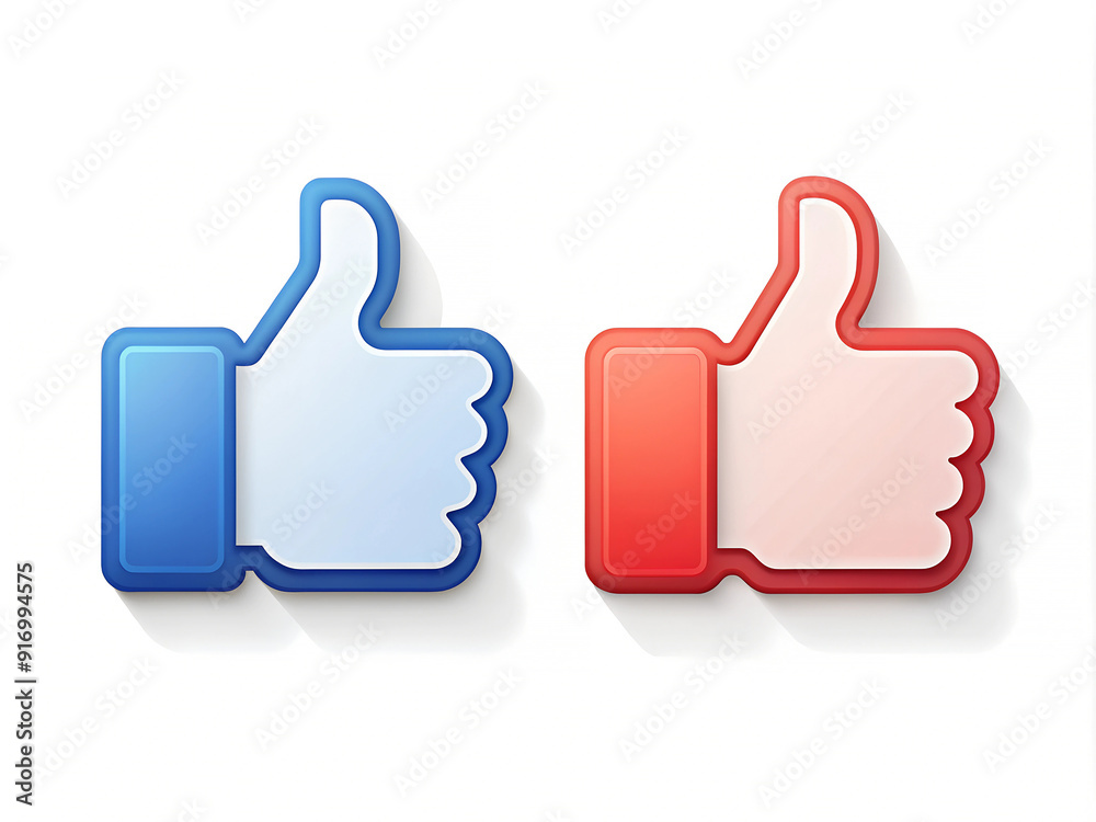 Two icons with a blue and red like sign on a white background Two icons with a blue and red like sign on a white background