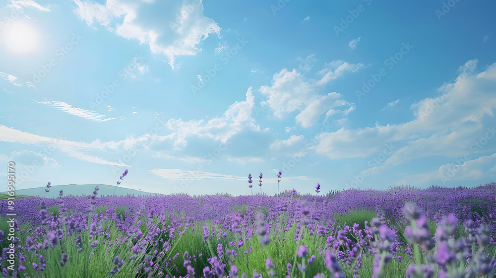 Obraz premium Lavender field under background illustration