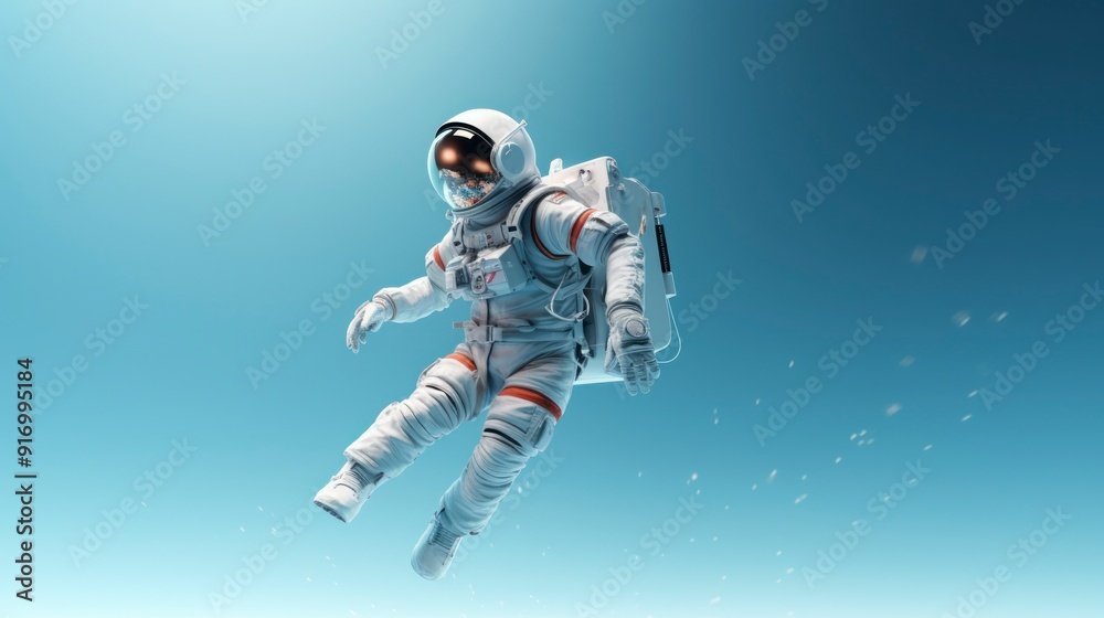 Astronaut in outer space on the background of the blue sky. Astronaut in outer space on the background of the blue sky.