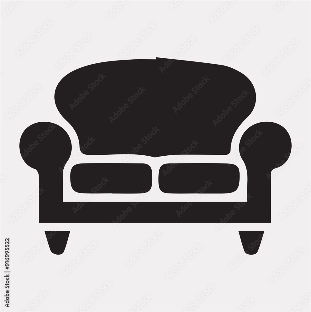 Sofa icon vector silhouette on a white background Sofa icon vector silhouette on a white background