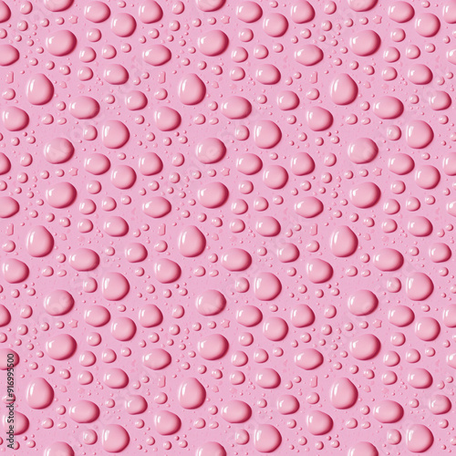 water droplets on plain pink background repeating seamless tile pattern design photo