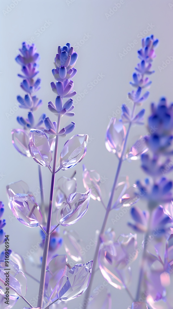 Naklejka premium Lavender flowers glass background illustration