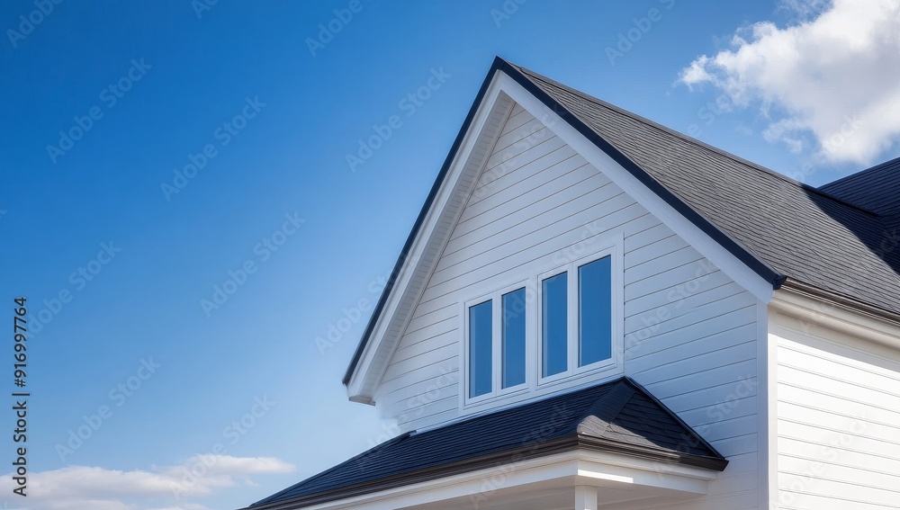 White House with Black Roof Against Blue Sky White House with Black Roof Against Blue Sky