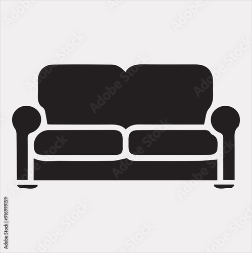 Sofa icon vector silhouette on a white background