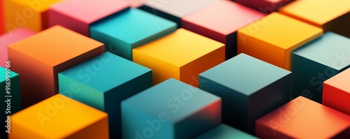 Abstract colorful cubes pattern, geometric background.