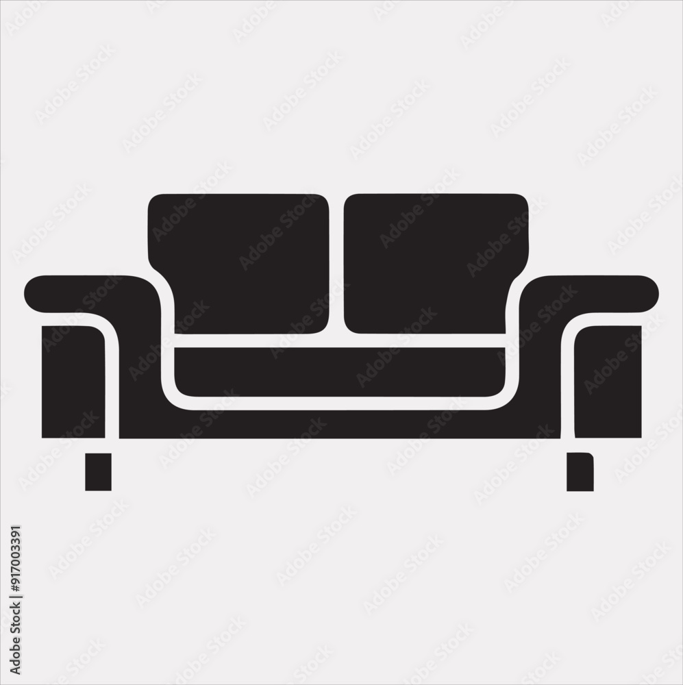 Sofa icon vector silhouette on a white background Sofa icon vector silhouette on a white background