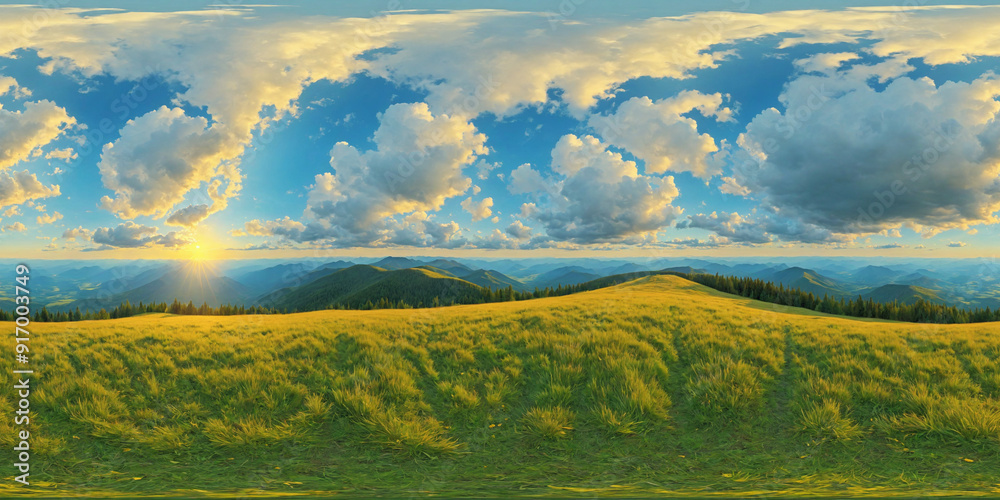 Fototapeta premium HDRI Spring Landscape Equirectangular Panorama 4