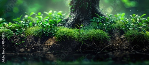 Mosses play a crucial ecological role by retaining water in their structures aiding in maintaining moisture in their surroundings beneficial to various ecosystems balance with a copy space image photo