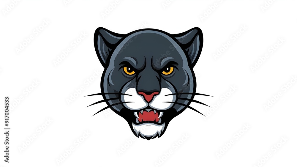 Adorable vector mascot logo design of a panther head with a white backdrop. Adorable vector mascot logo design of a panther head with a white backdrop.
