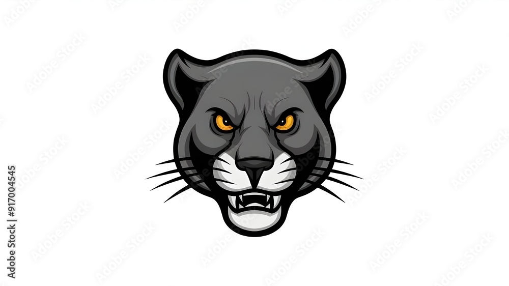 Obraz premium Adorable vector mascot logo design of a panther head with a white backdrop.