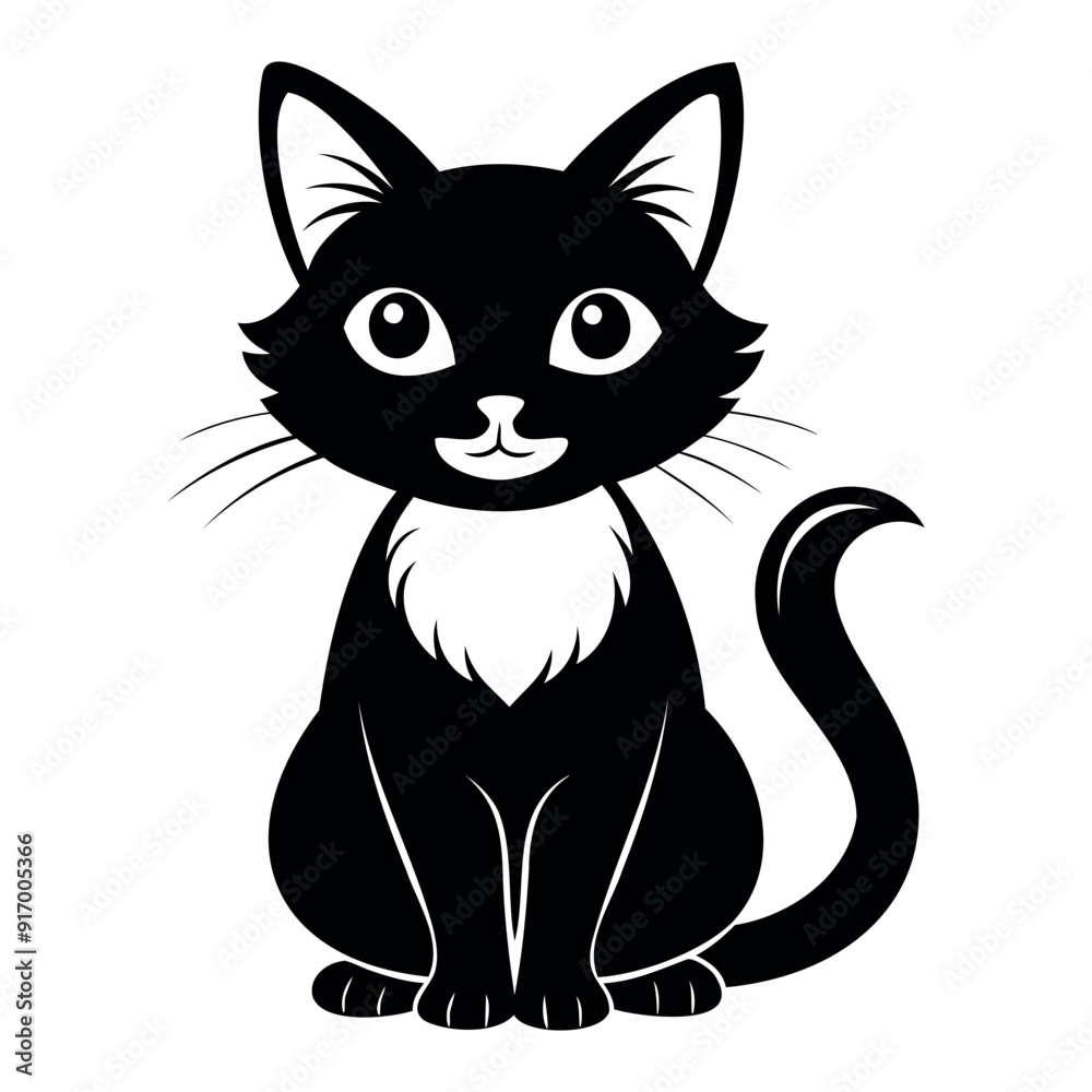 Cute Cat silhouette Vector Illustration isolated on a white background Cute Cat silhouette Vector Illustration isolated on a white background